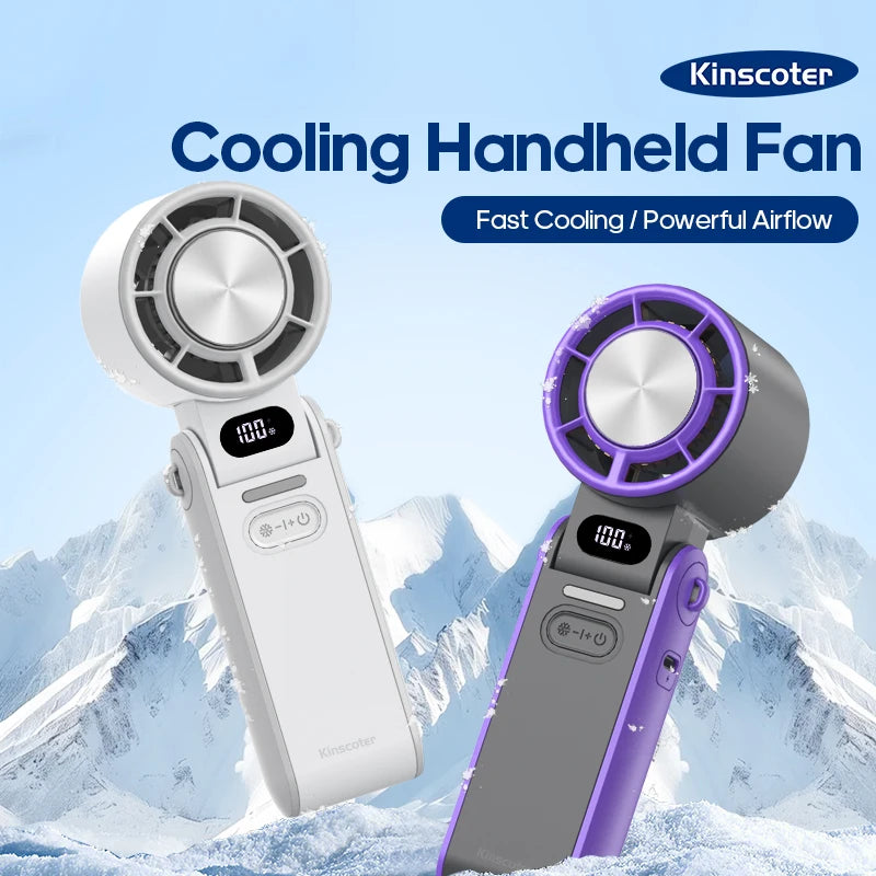 Outdoor Foldable Portable Handheld Fan Mini Cooling Rechargeable 3600Mah 100-Level Free Control High Speed Turbo Fan
